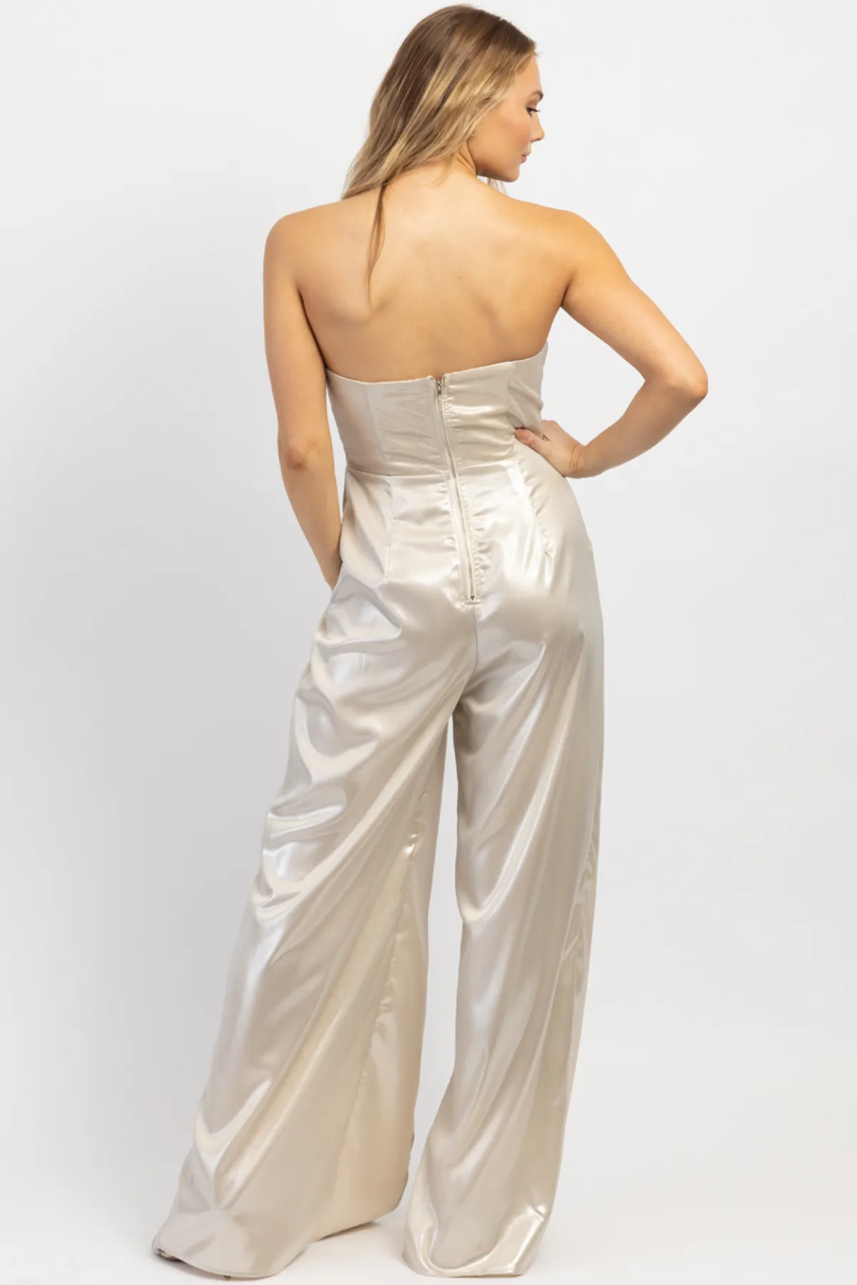 INFERNO SILVER SLIT LEG JUMPSUIT