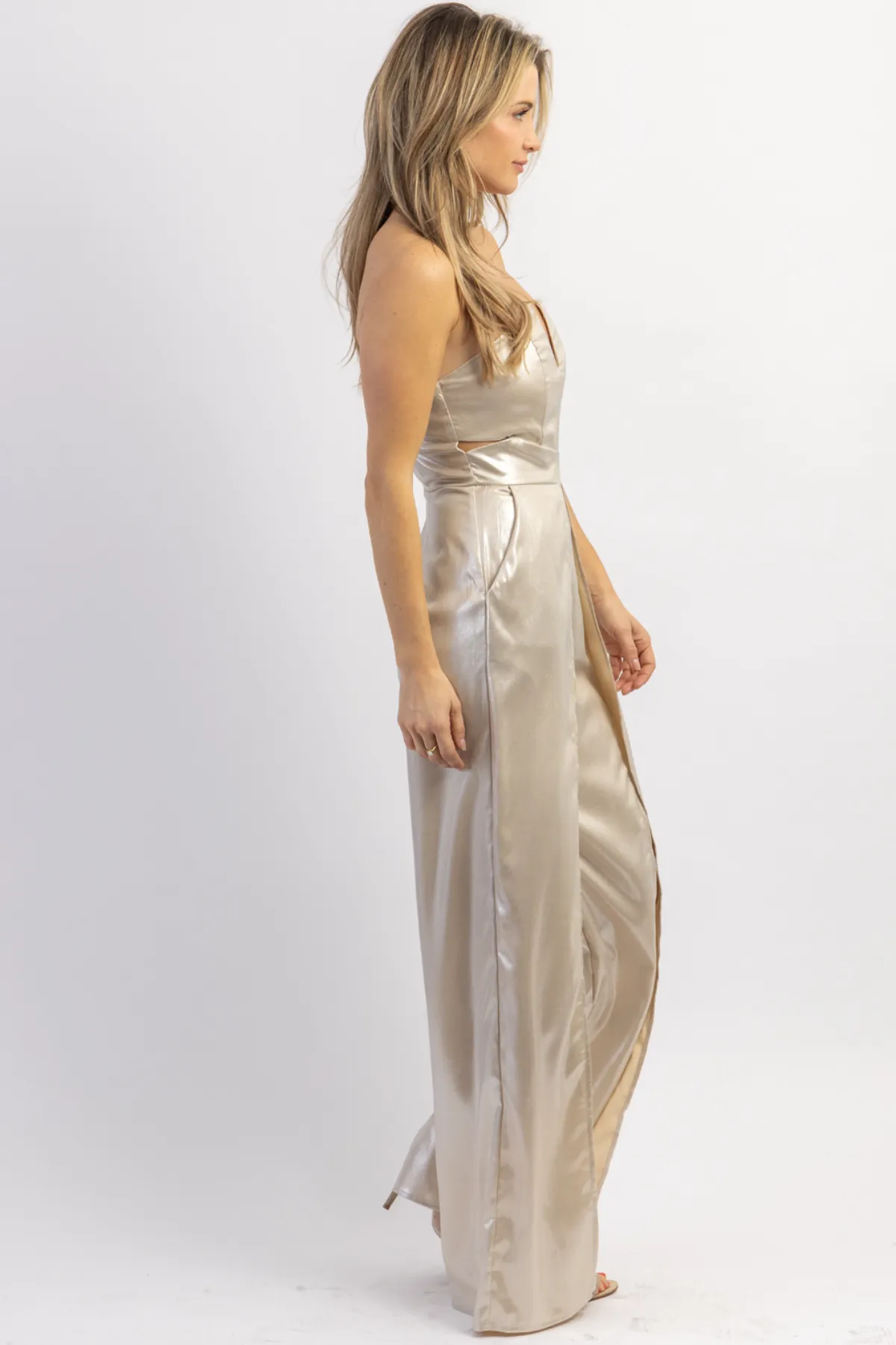 INFERNO SILVER SLIT LEG JUMPSUIT