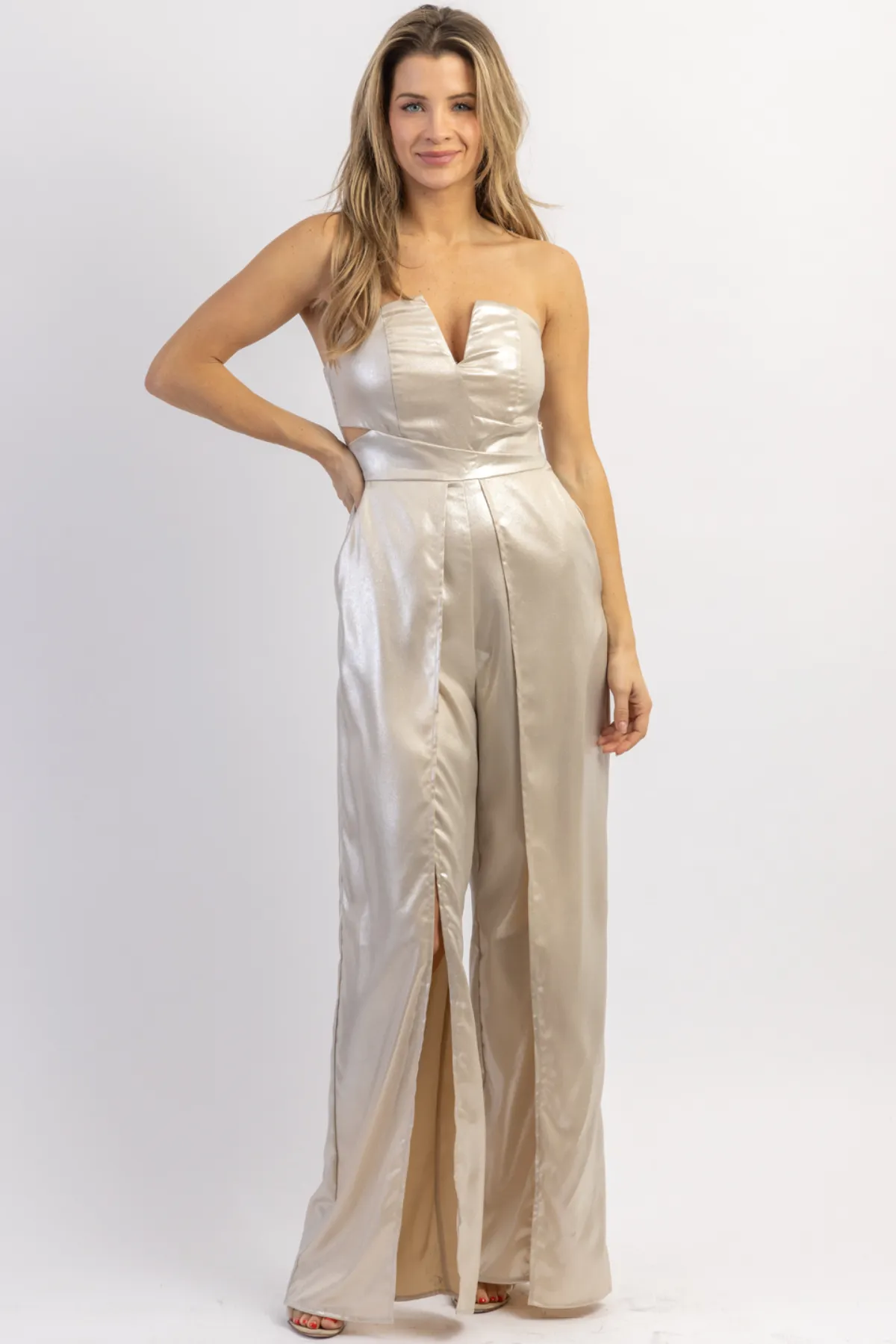 INFERNO SILVER SLIT LEG JUMPSUIT