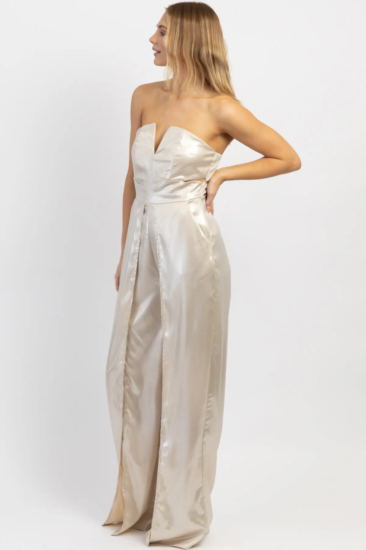 INFERNO SILVER SLIT LEG JUMPSUIT