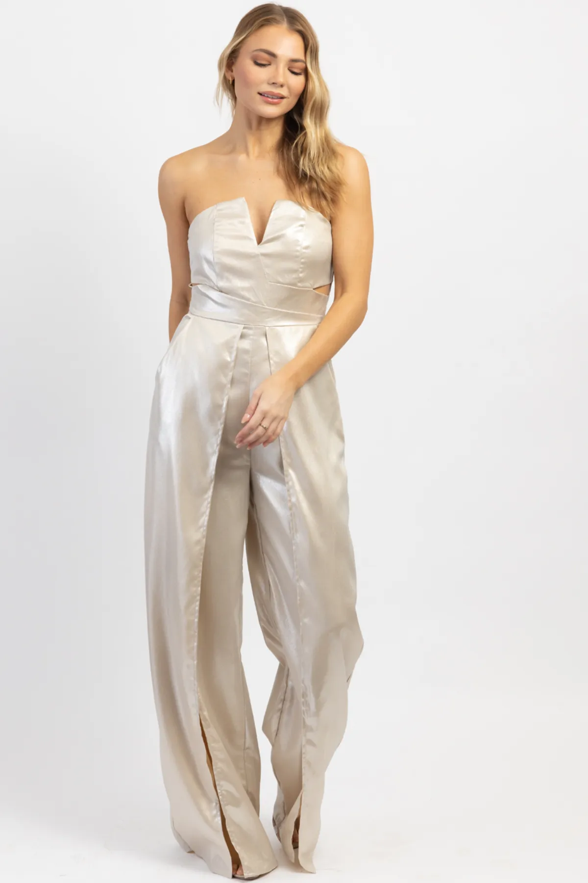 INFERNO SILVER SLIT LEG JUMPSUIT