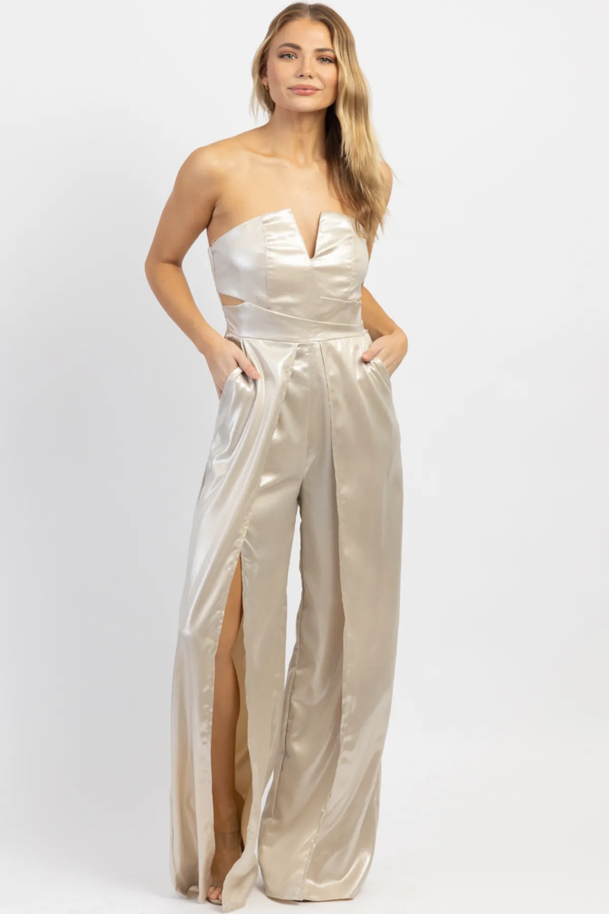 INFERNO SILVER SLIT LEG JUMPSUIT