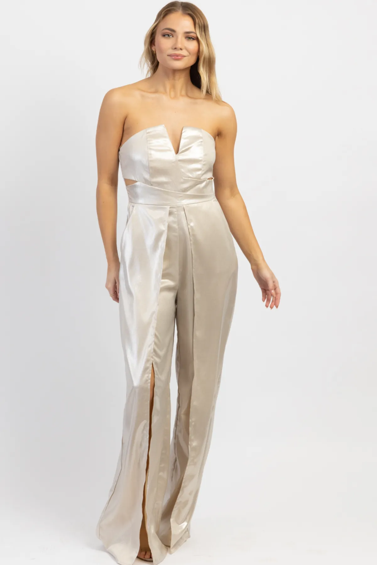 INFERNO SILVER SLIT LEG JUMPSUIT