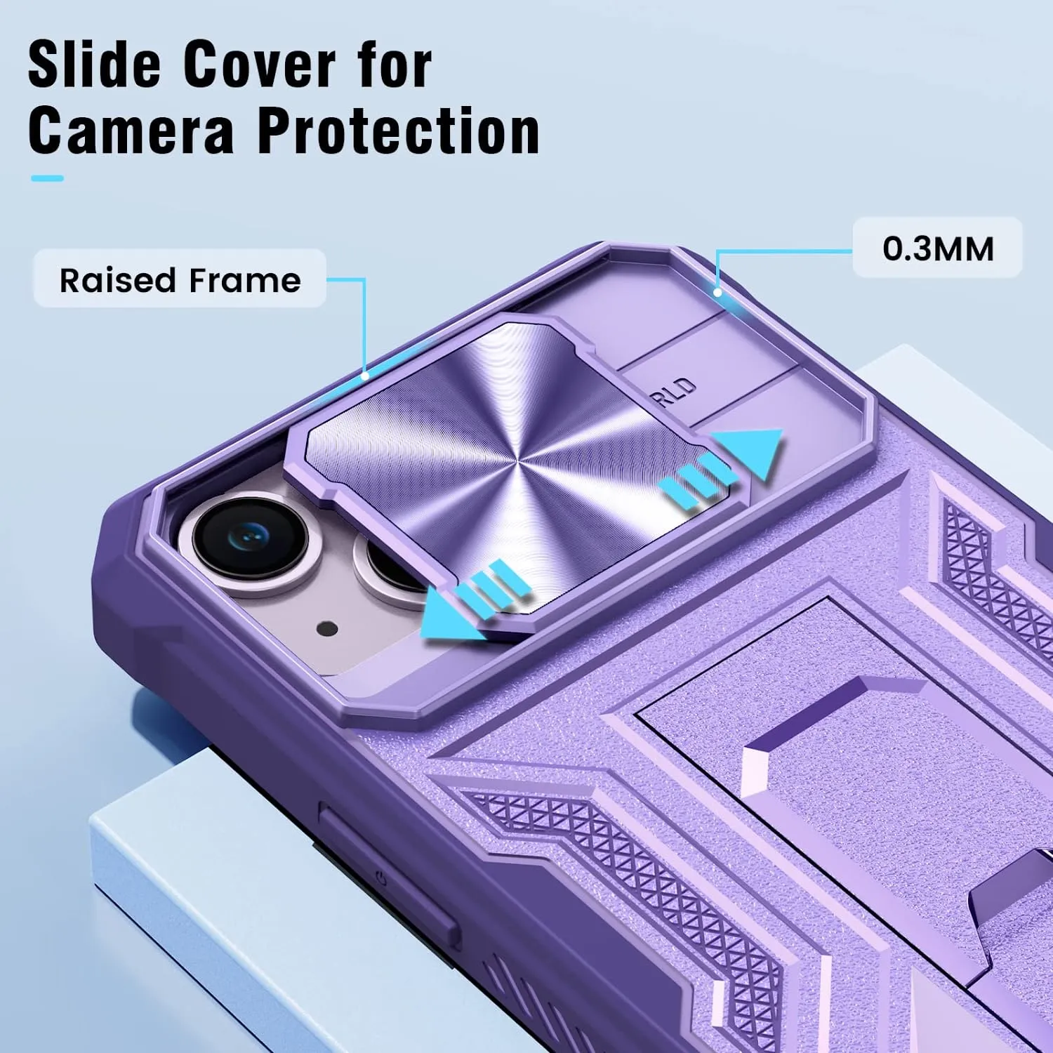 iPhone 14 Plus Case Slide Camera Cover, Phone Case 6.7", Purple