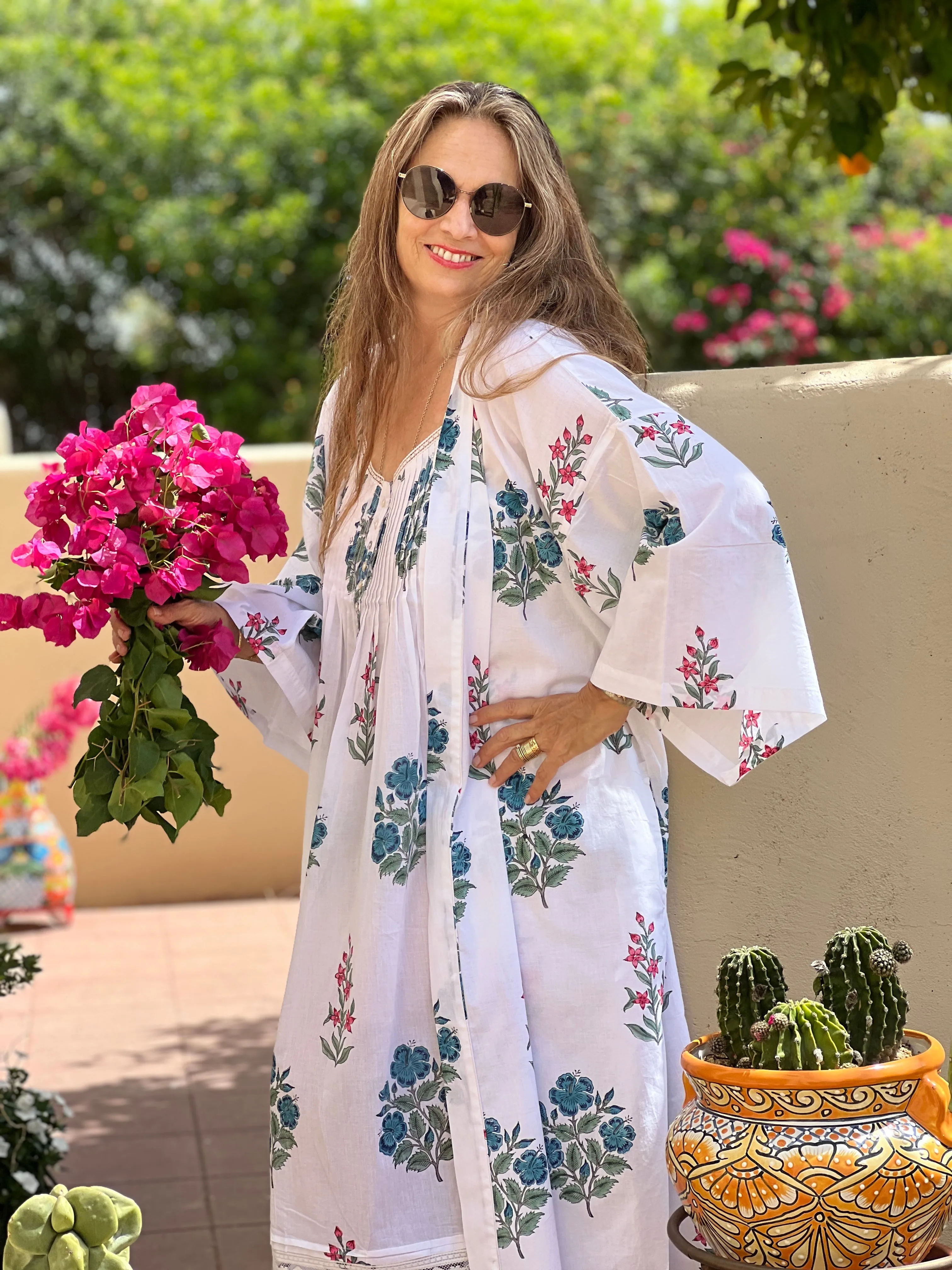 Jal Wahal Floral Cotton Dress Robe