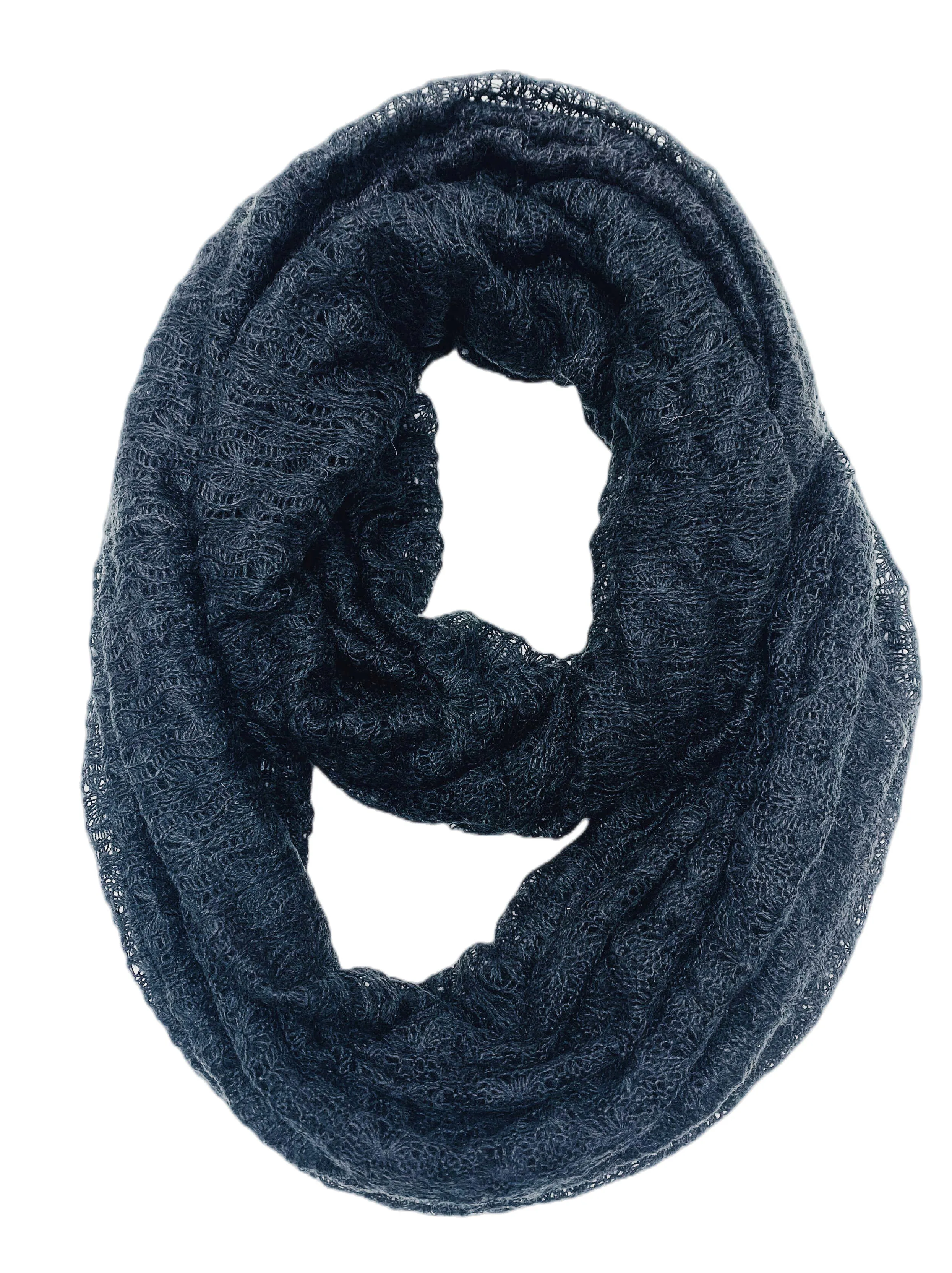 JC012802 Knitted Floral Pattern Infinity Scarf