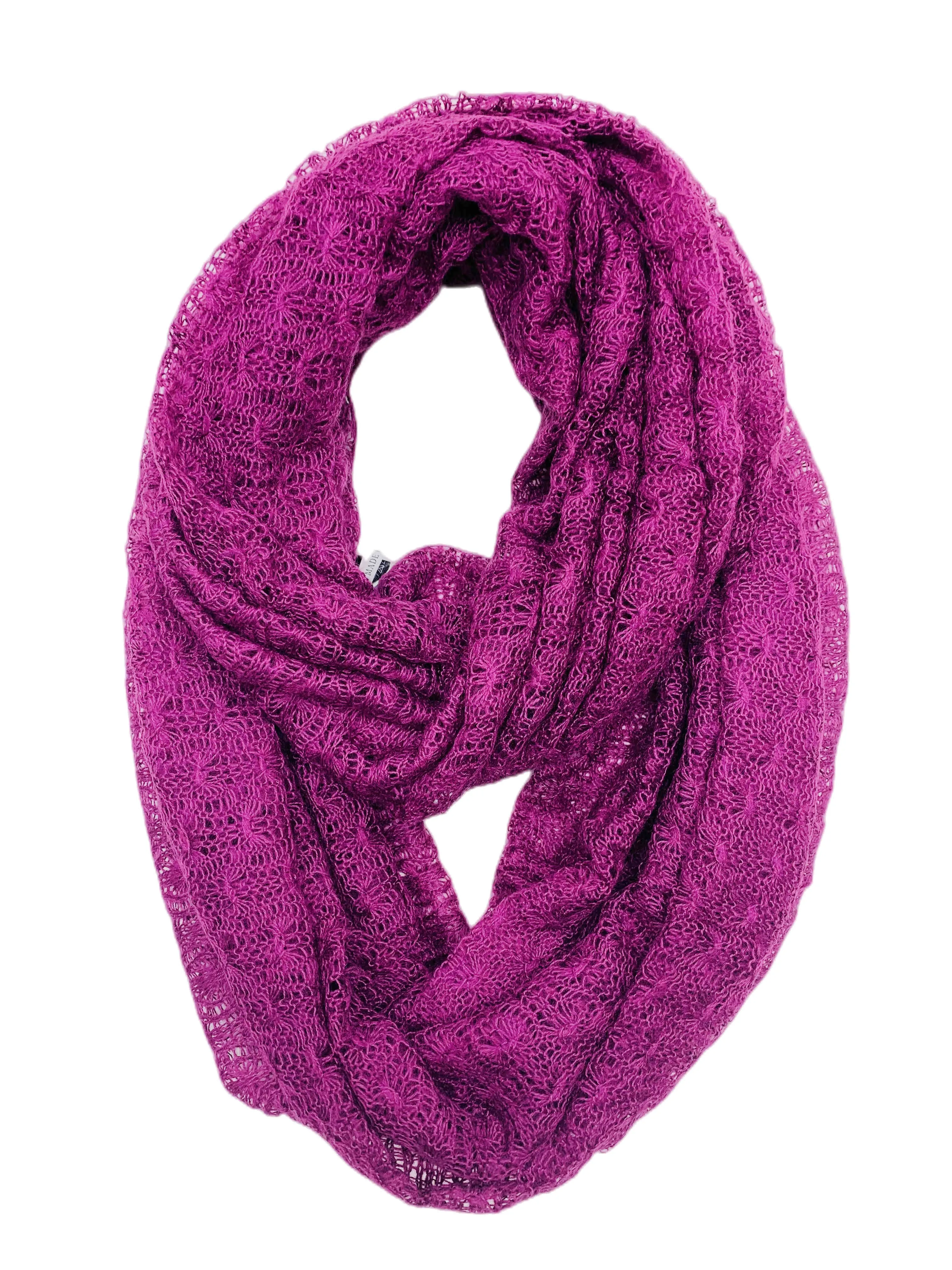 JC012802 Knitted Floral Pattern Infinity Scarf