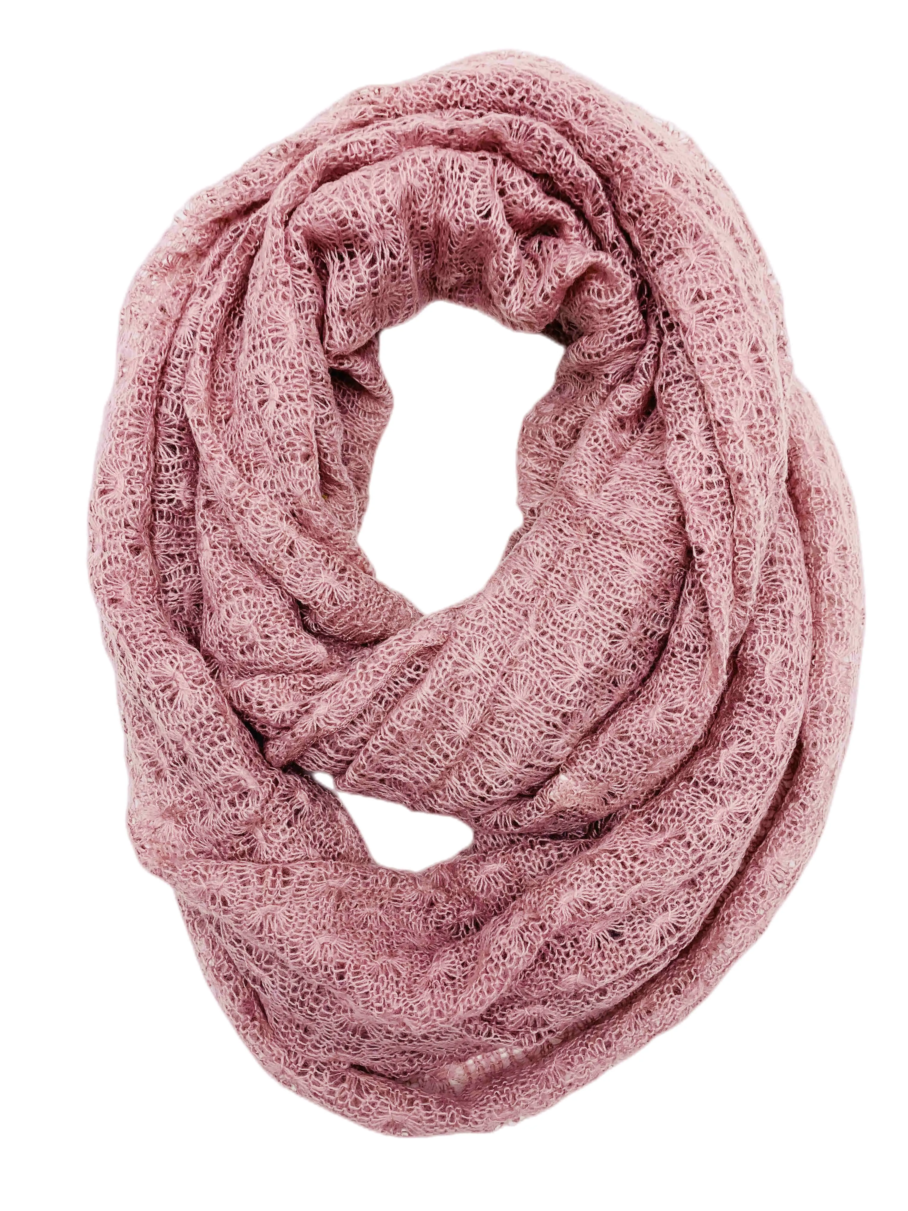 JC012802 Knitted Floral Pattern Infinity Scarf