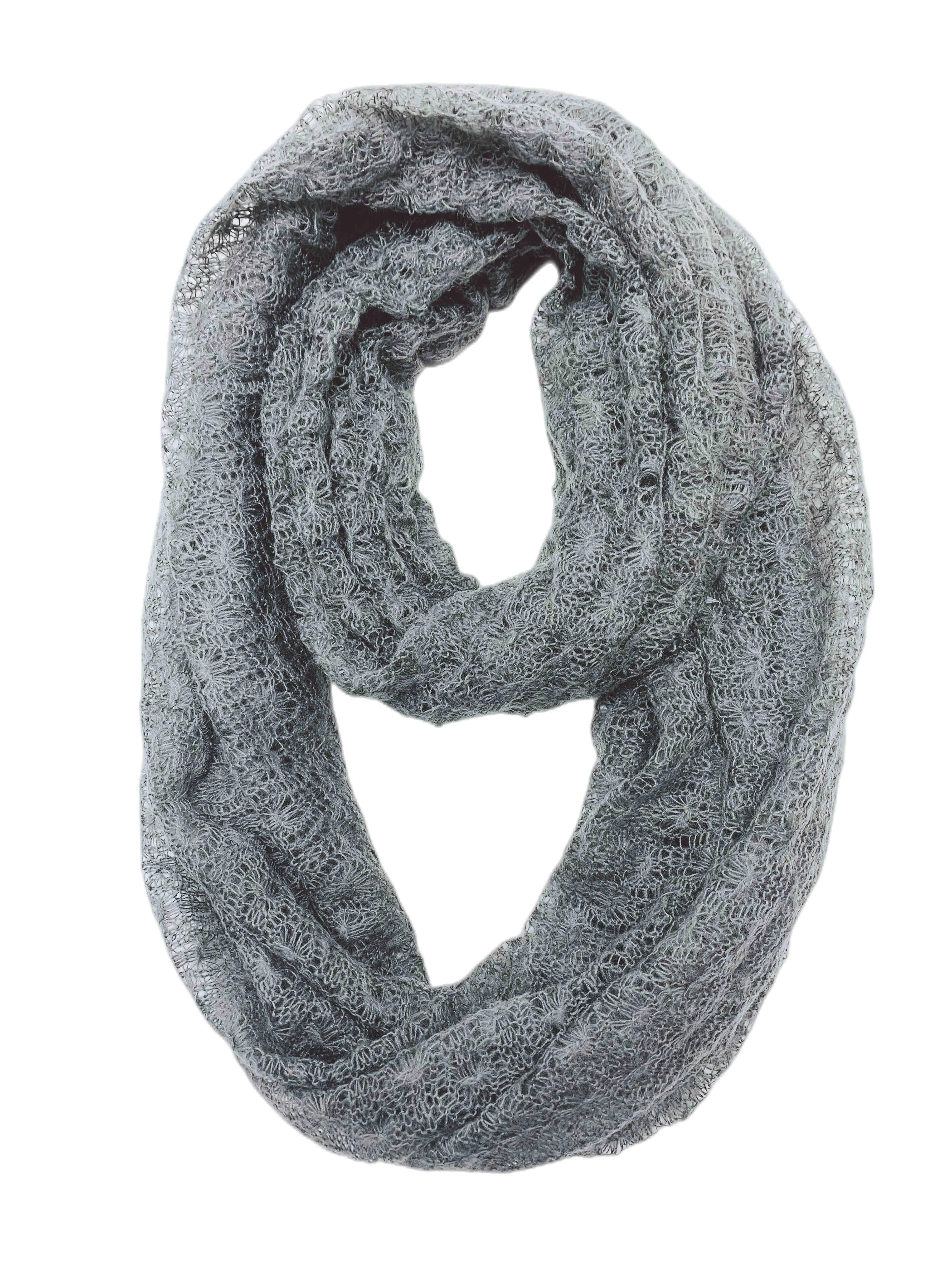 JC012802 Knitted Floral Pattern Infinity Scarf