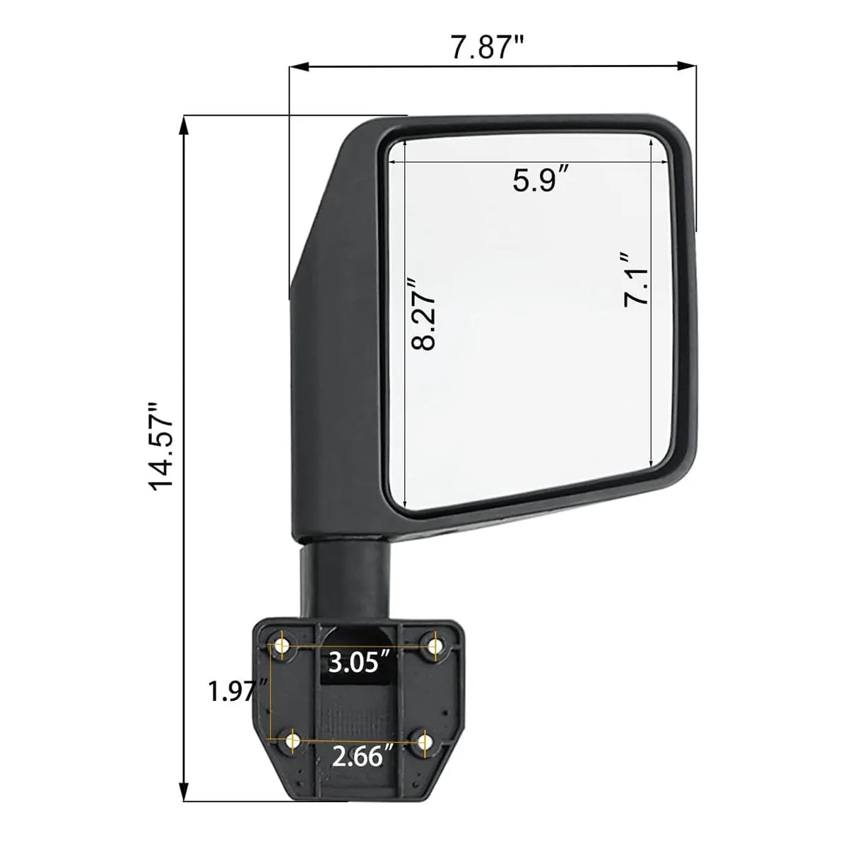 Jeep Side Mirrors for Jeep Tube Doors 2007-Later JK JL JT