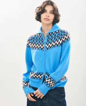 Jumper1234 Ski Sky Blue Zip Cardigan