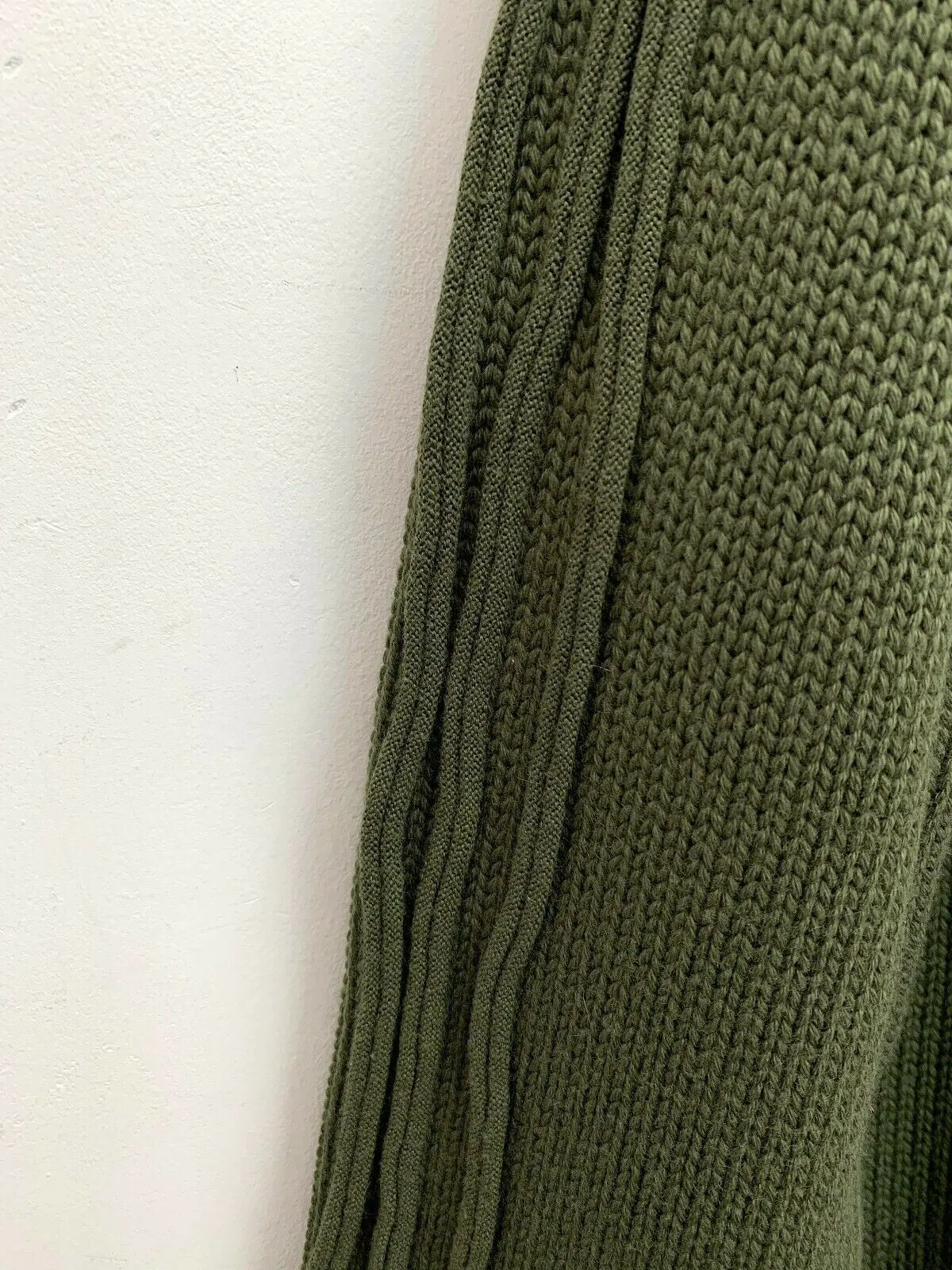 Khaki Green Knitted Sweater with Three Stripes detailing