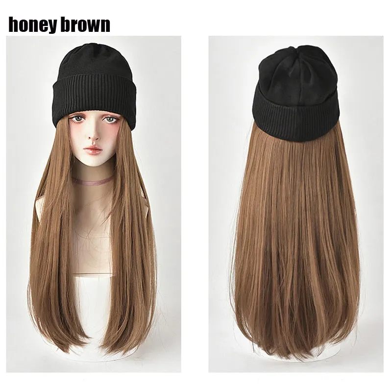 Knitted Long Hair Wig Beanie