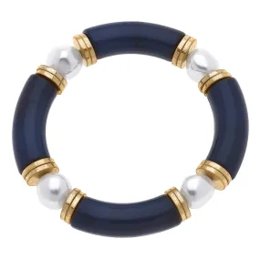 Lelani Resin Color-Block & Pearl Bracelet in Navy