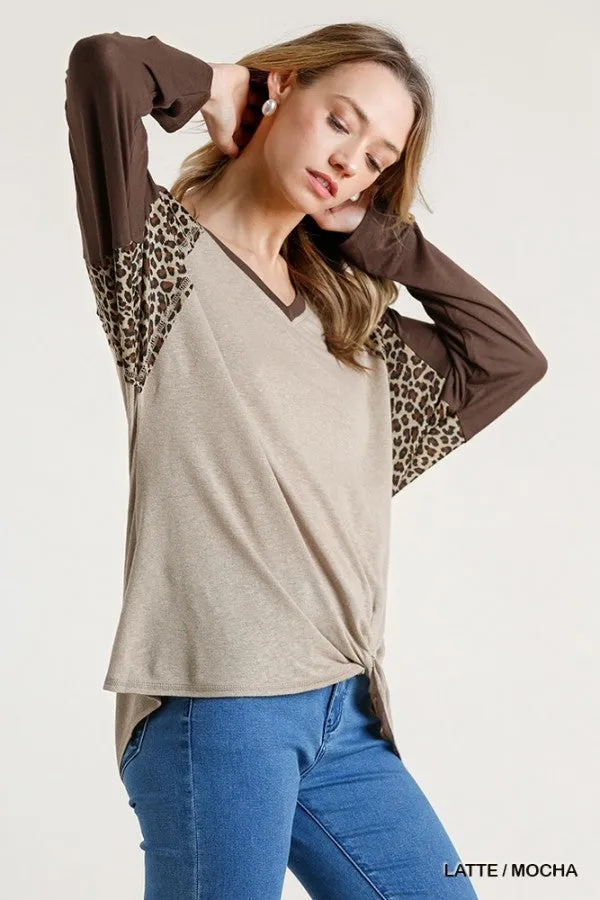 Leopard Knot Top, Latte