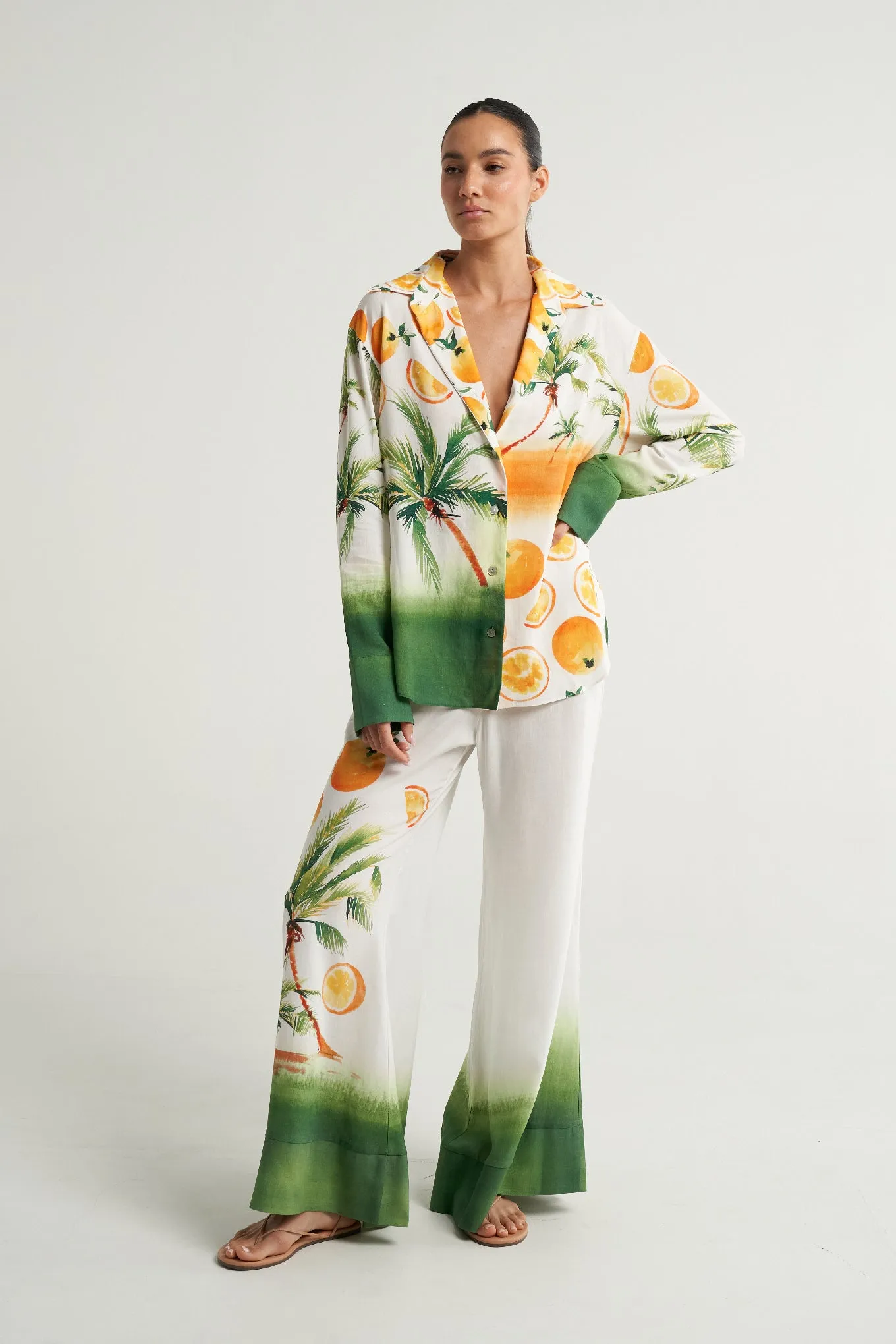 Long Sleeve Shirt Miami Oranges Palms