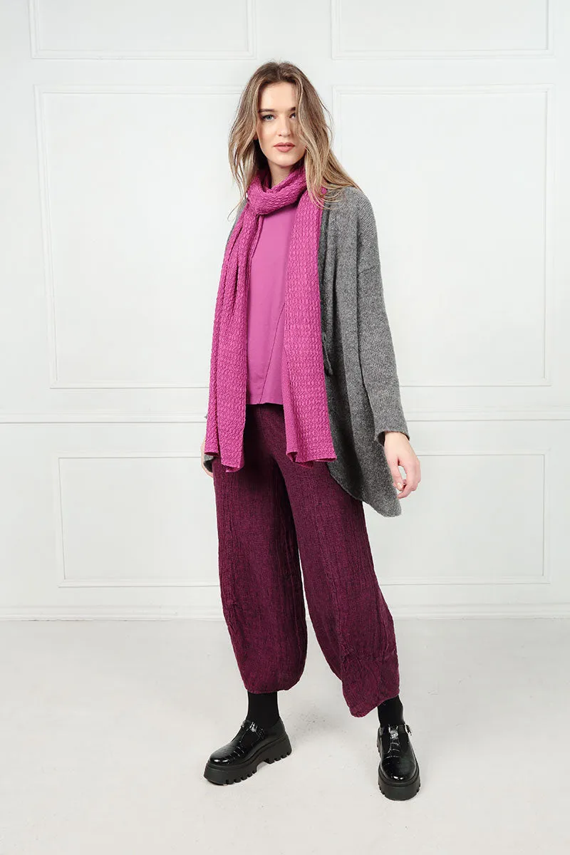 Loose Royal Fuchsia Mélange Linen Trousers