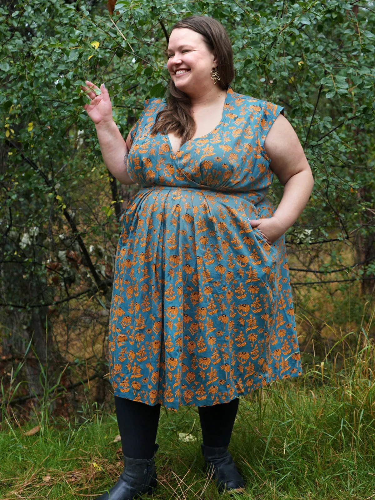 Lucille Plus Size Dress - Teal Floral