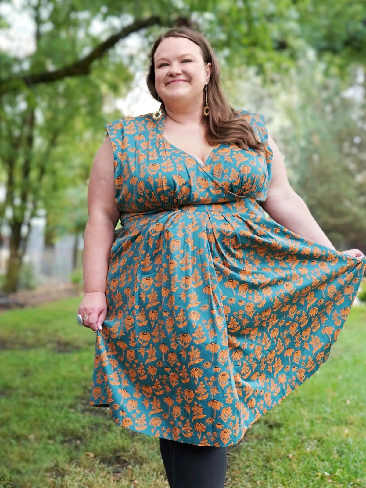 Lucille Plus Size Dress - Teal Floral