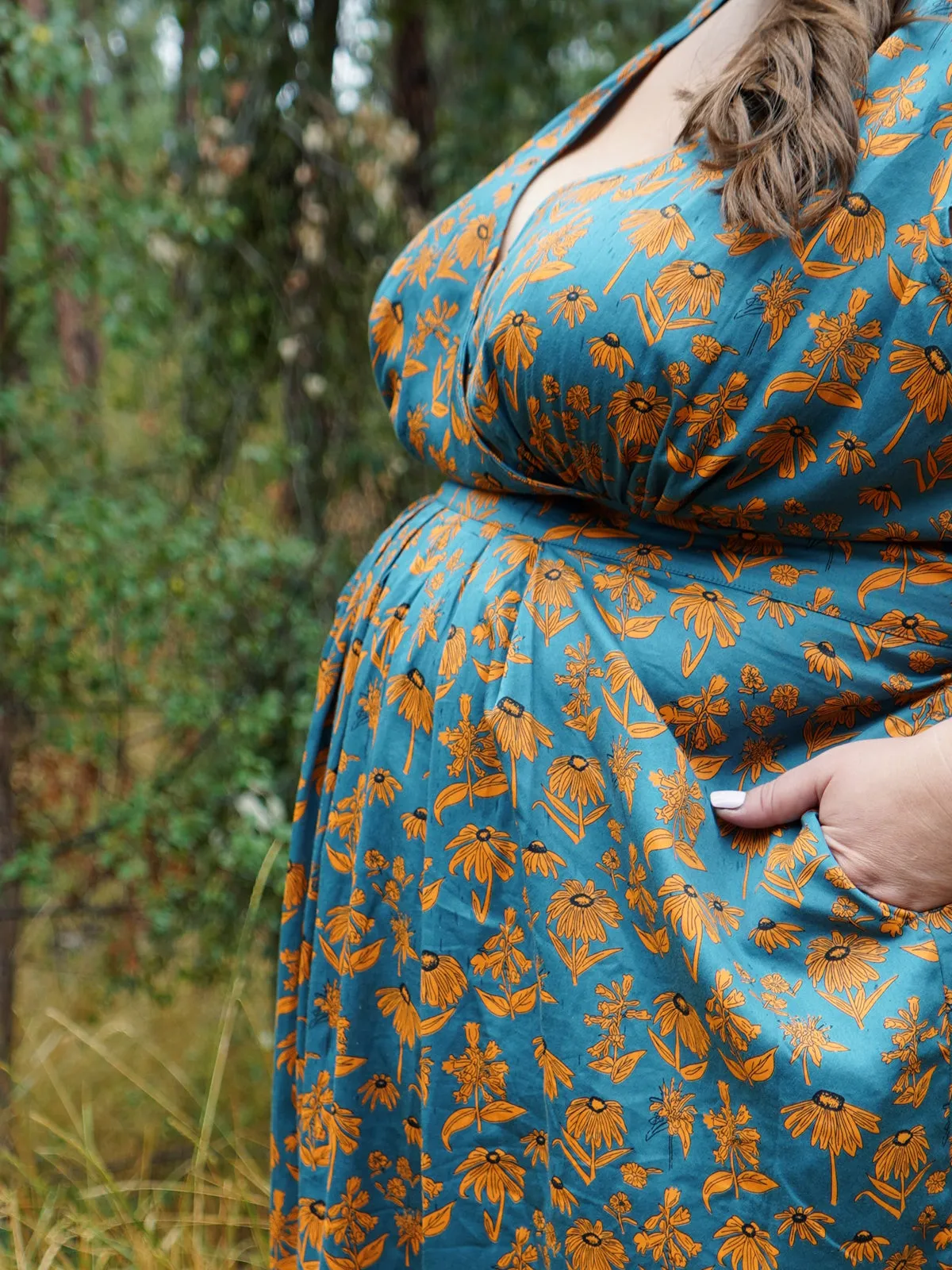 Lucille Plus Size Dress - Teal Floral