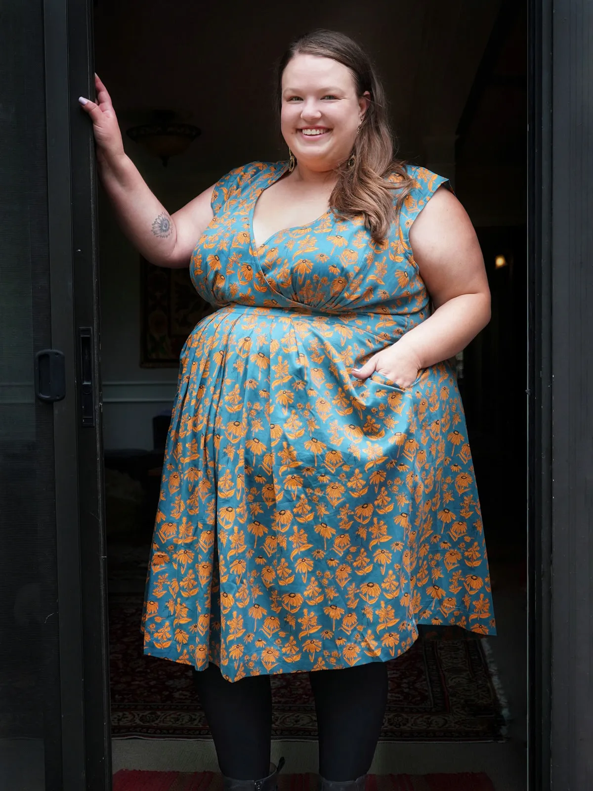 Lucille Plus Size Dress - Teal Floral