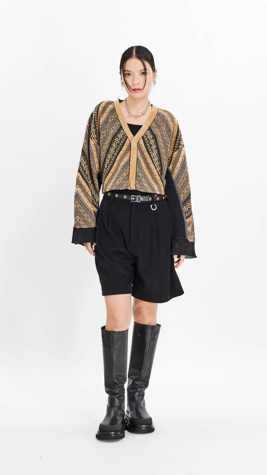 Lurex Jacqaurd Cardigan