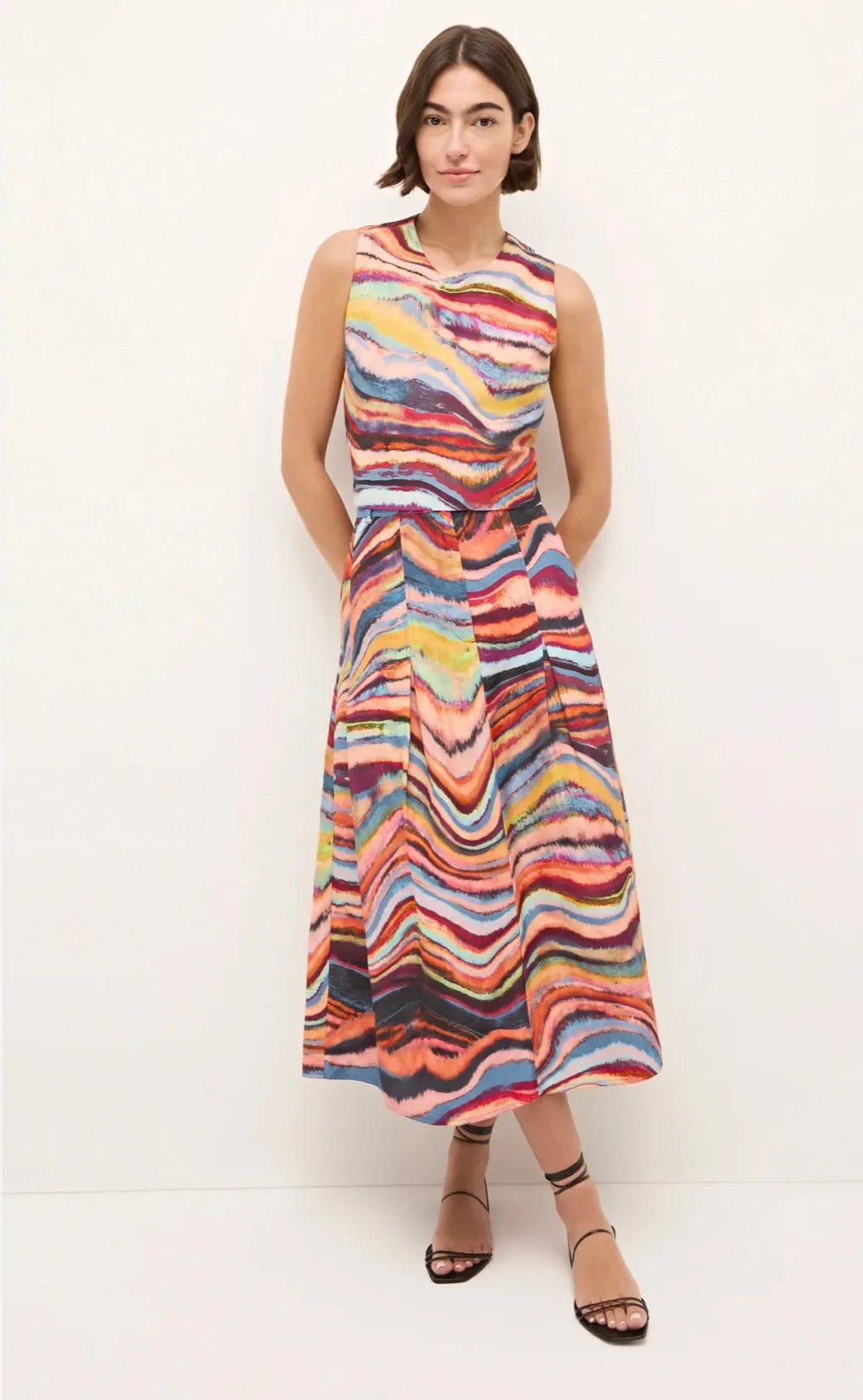 Ma191 Swirl Print Midi Skirt