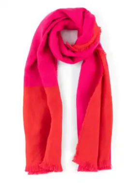 Magenta & Red Oversized Scarf with Fringe Detail