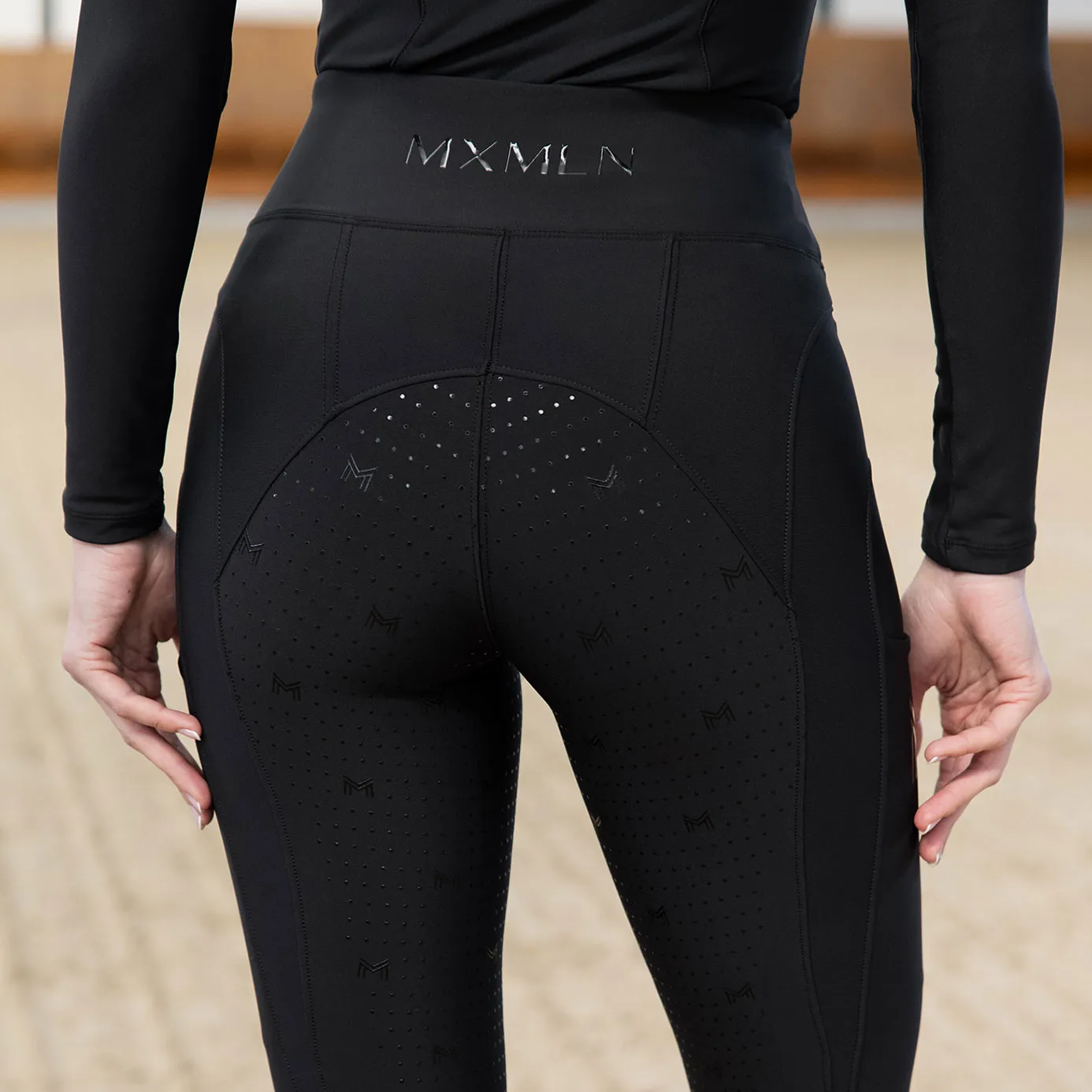 Maximilian Equestrian Outline Riding Leggings - Black