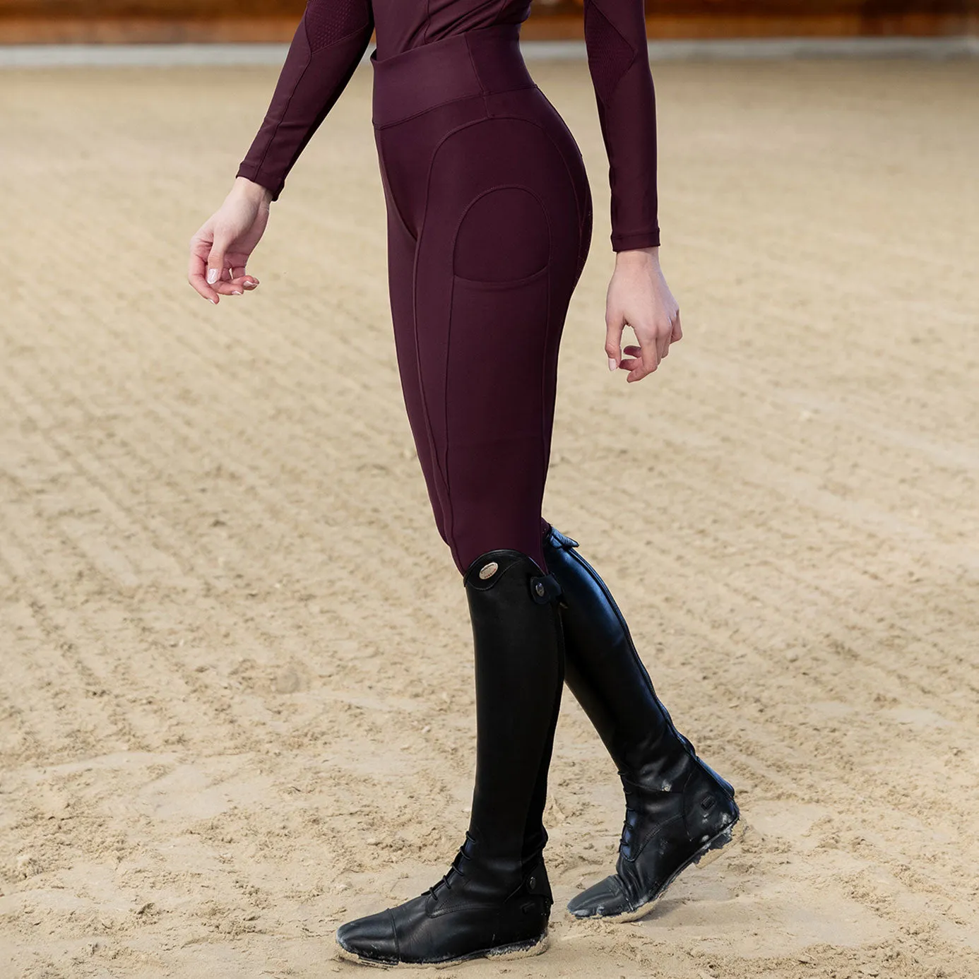 Maximilian Equestrian Outline Riding Leggings - Burgundy