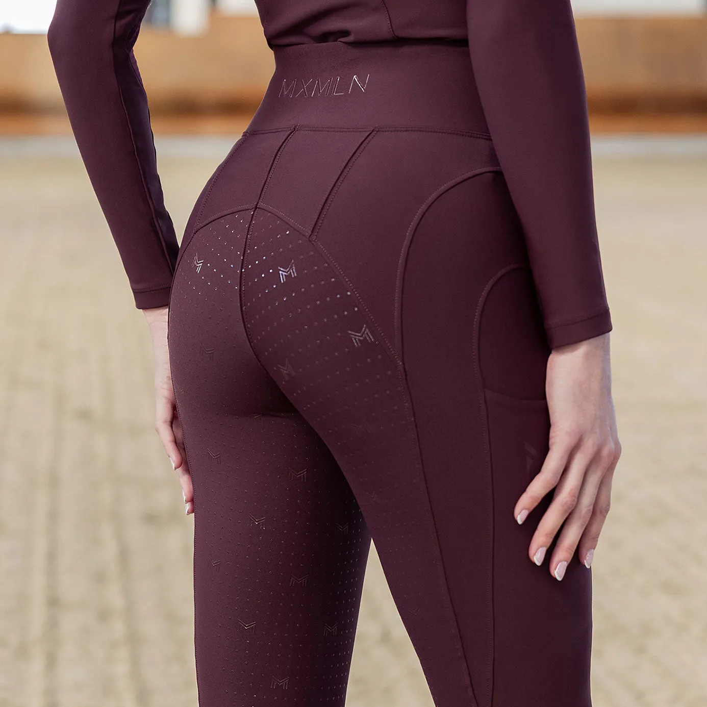 Maximilian Equestrian Outline Riding Leggings - Burgundy