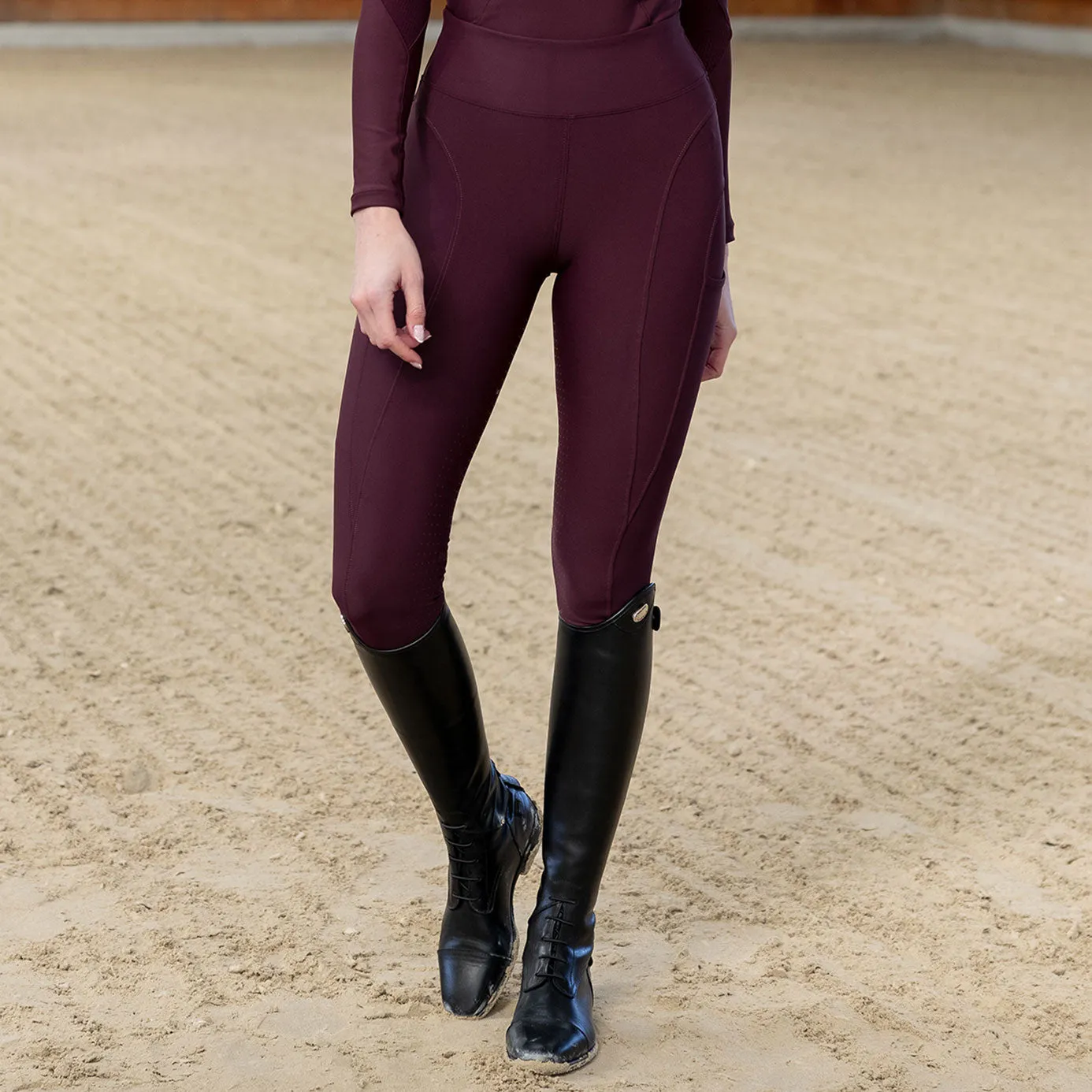 Maximilian Equestrian Outline Riding Leggings - Burgundy