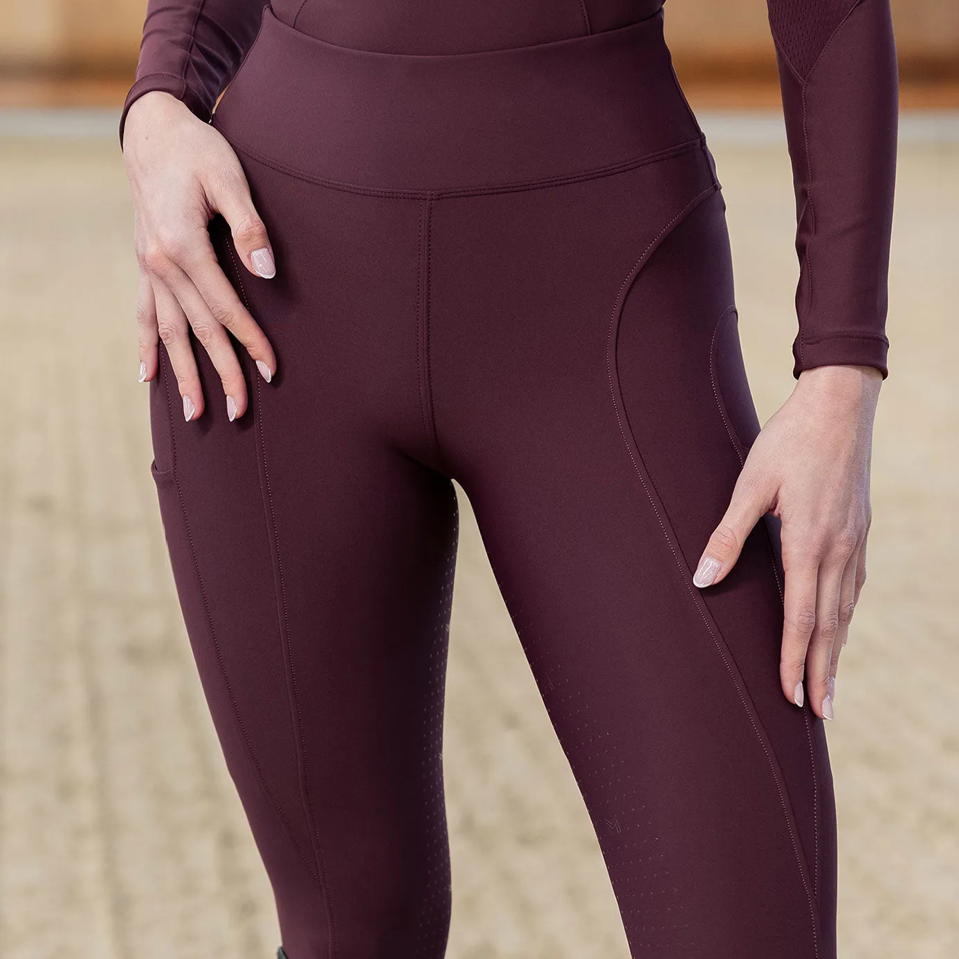 Maximilian Equestrian Outline Riding Leggings - Burgundy