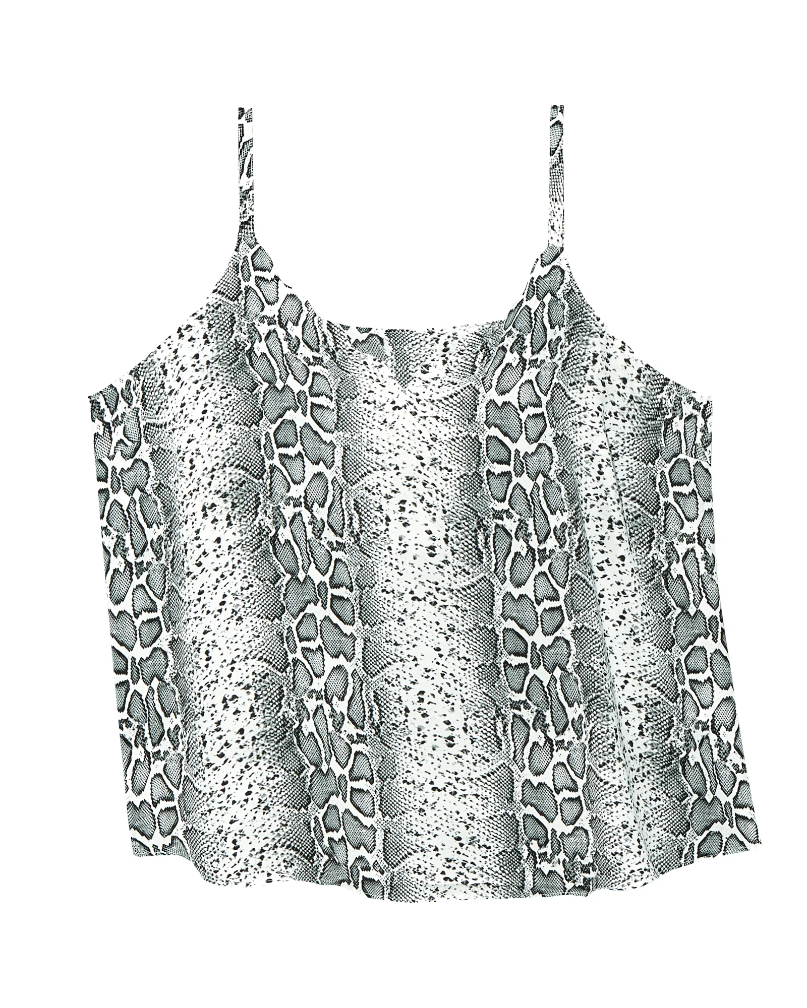 Melinda Scalloped Cami | White / Charcoal Grey