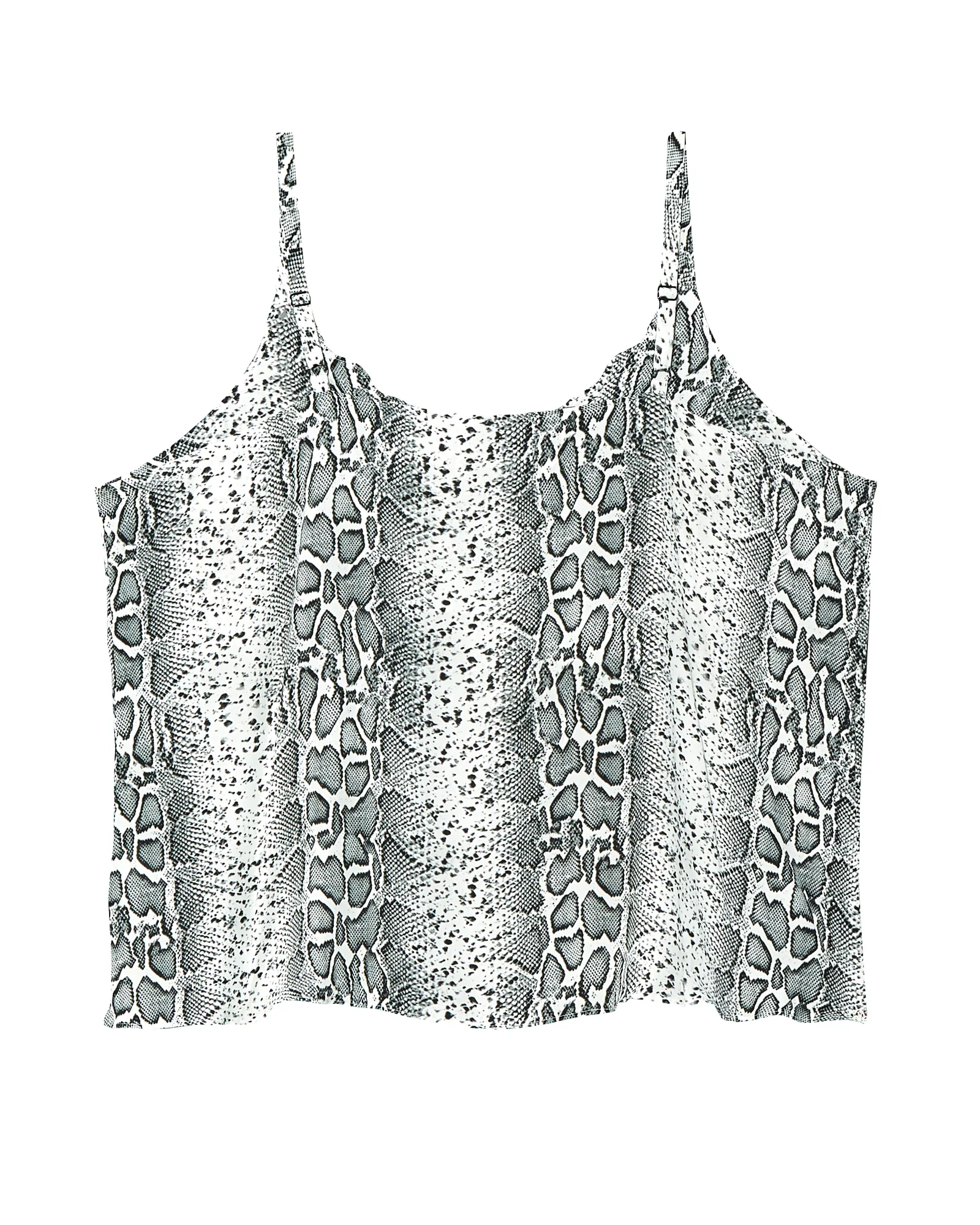 Melinda Scalloped Cami | White / Charcoal Grey