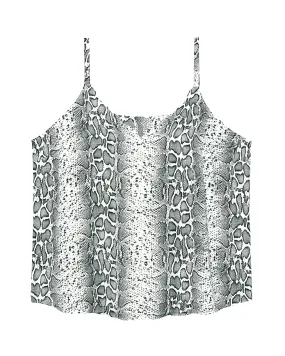 Melinda Scalloped Cami | White / Charcoal Grey