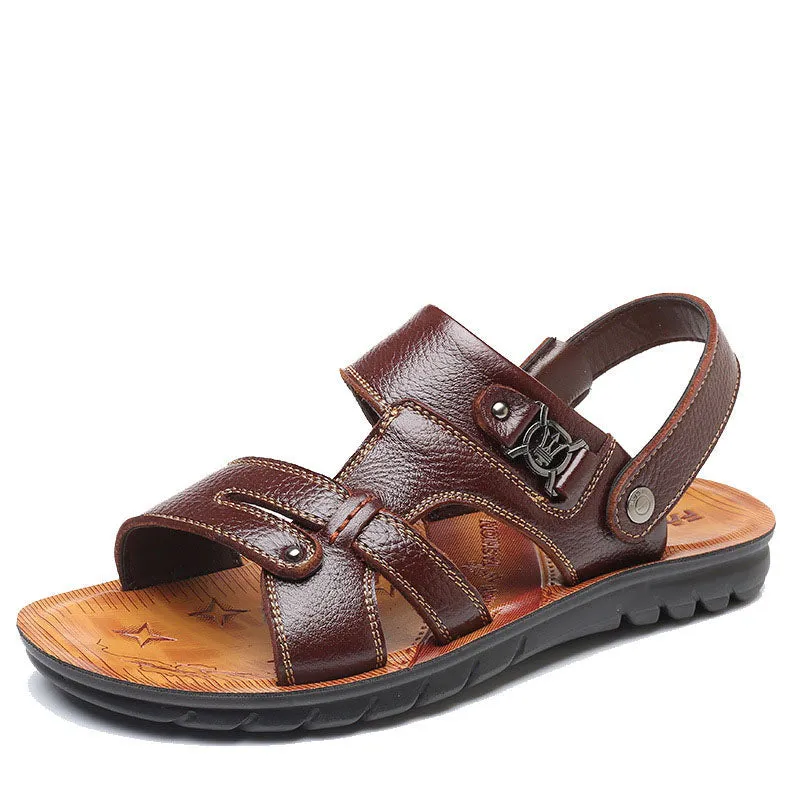 Men Premium Leather Anti-Slip Beach Sandals