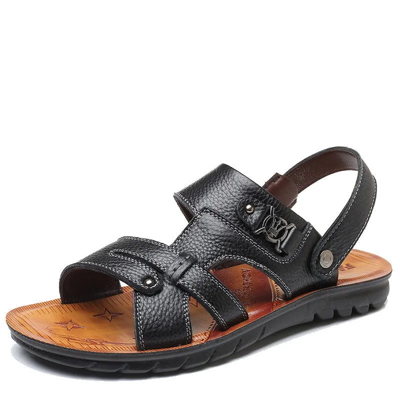 Men Premium Leather Anti-Slip Beach Sandals