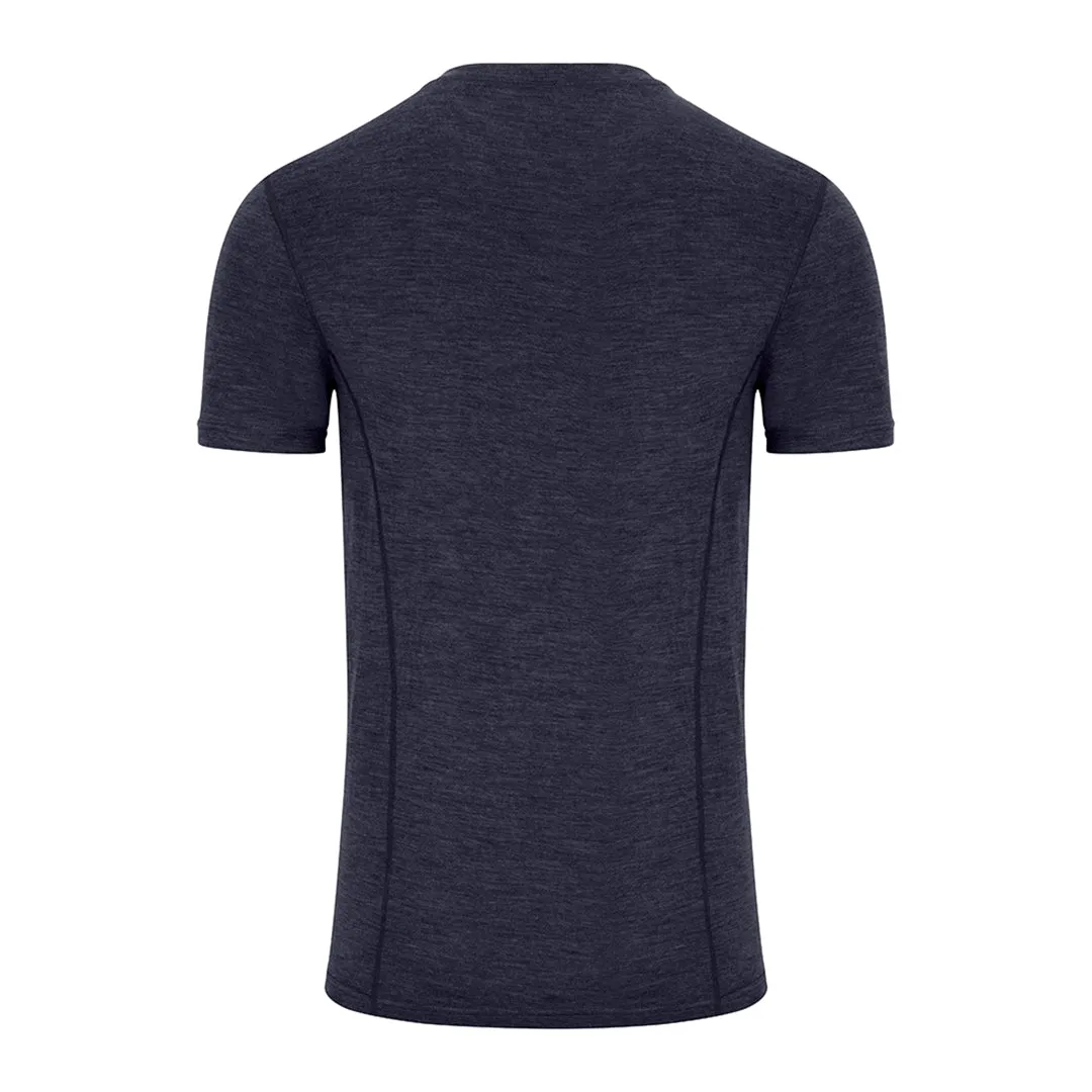 Merino Wool Crew Neck Short Sleeve Base Layer - Navy by Hoggs of Fife