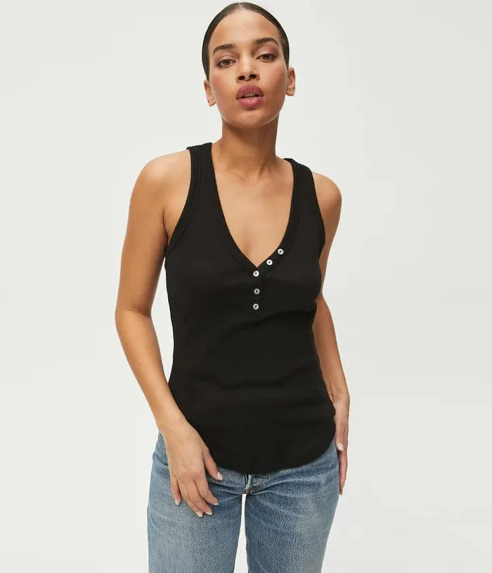 Michael Stars Luna Y Neck Henley Tank