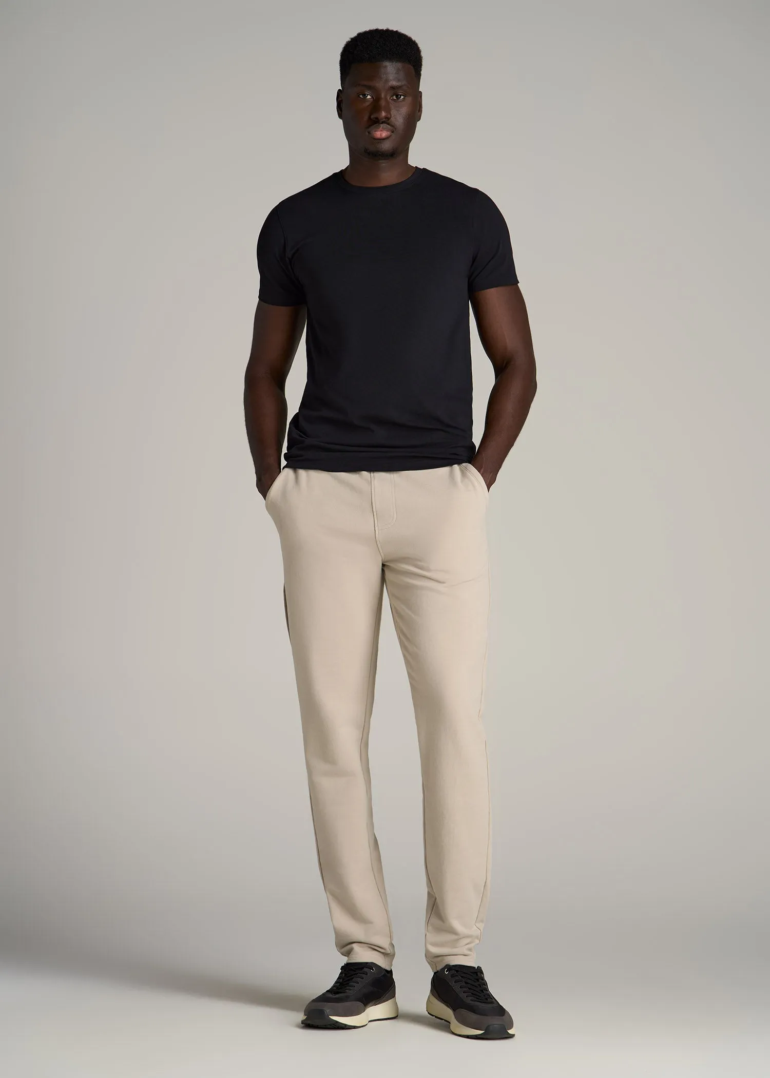 Microsanded French Terry Sweatpants For Tall Men in Stone