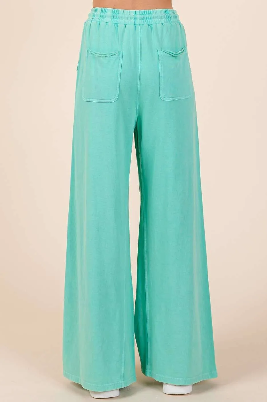 MINERAL WASH FRENCH TERRY WIDE LEG PANTS