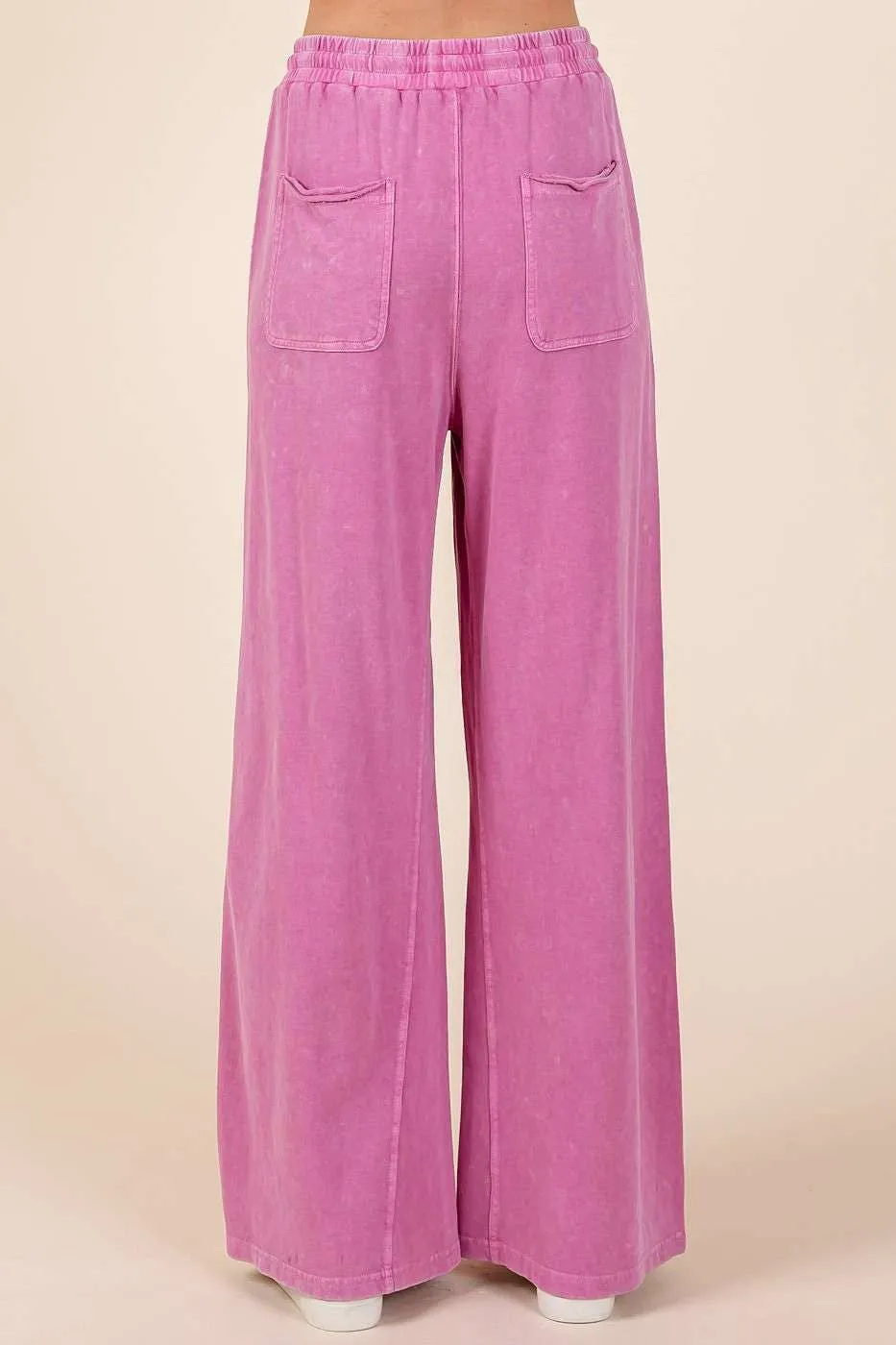 MINERAL WASH FRENCH TERRY WIDE LEG PANTS