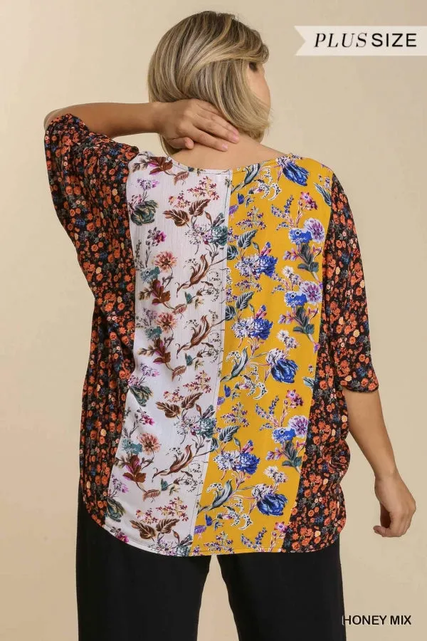 Mixed Floral Print Top, Honey