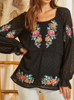 Must have Embroidered Bohemian Black Tunic