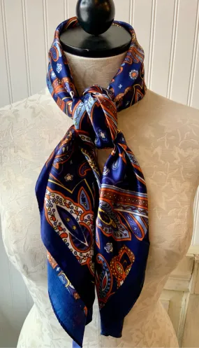 Navy Paisley Wild Rag Dress Scarf