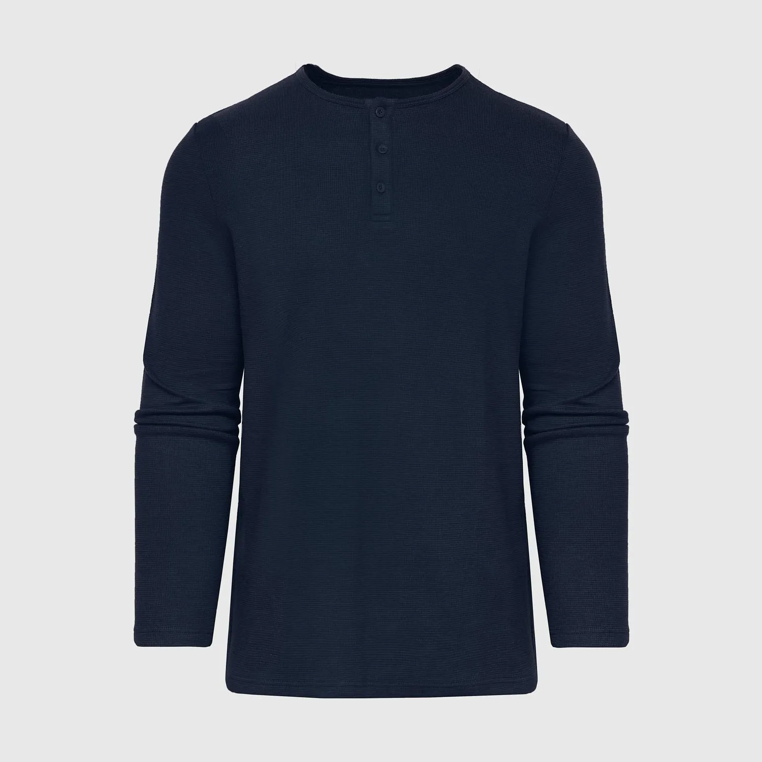 Navy Waffle Long Sleeve Henley