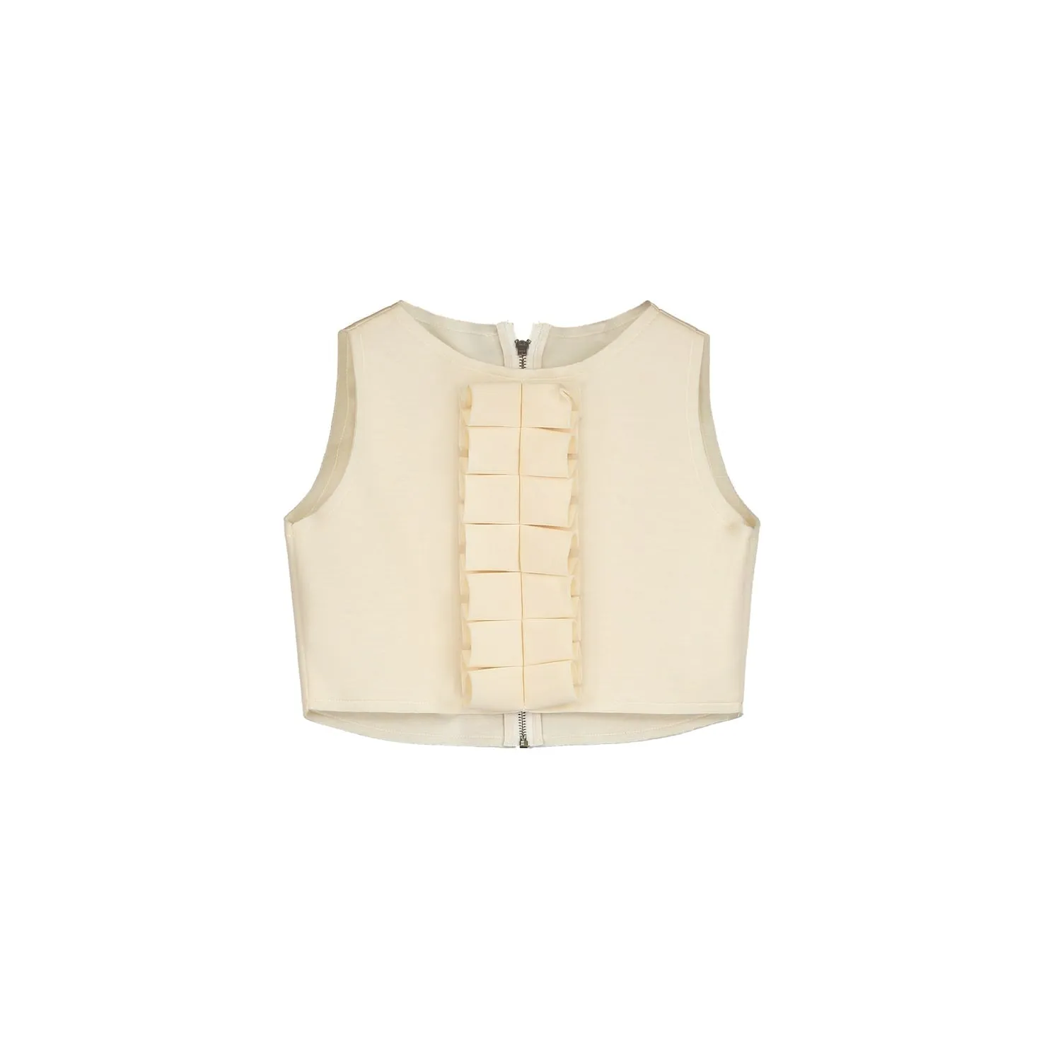 Neoprene Ruffle Vest-Cream