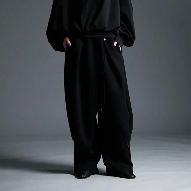 Neoprene Wide Sweat Pants Black