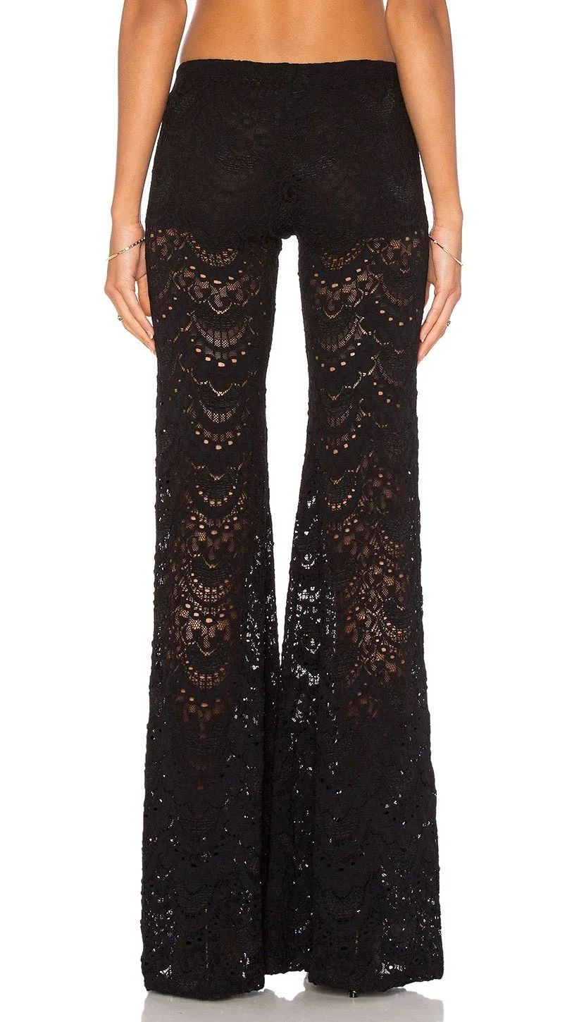 Nightcap Clothing Spanish Fan Lace Pant in Black